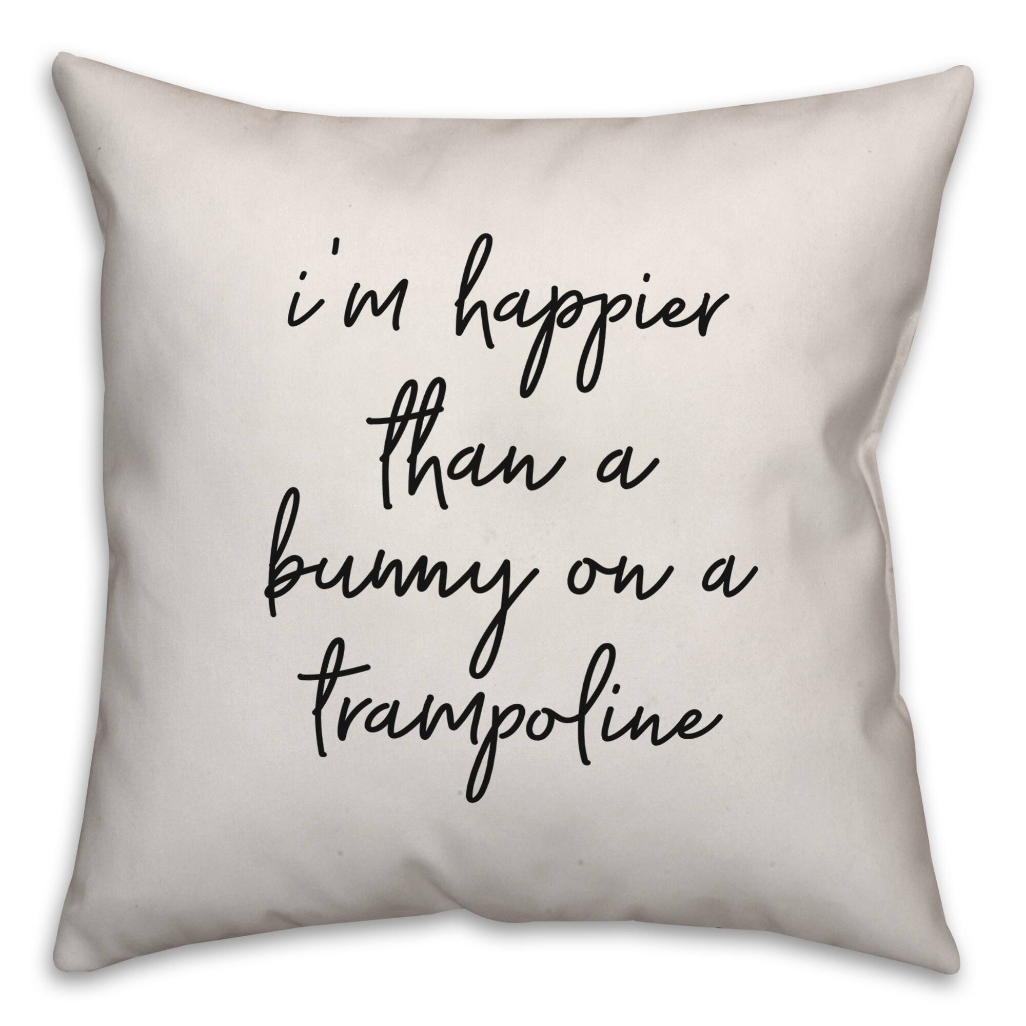 Bunny on Trampoline Reversible Throw Pillow